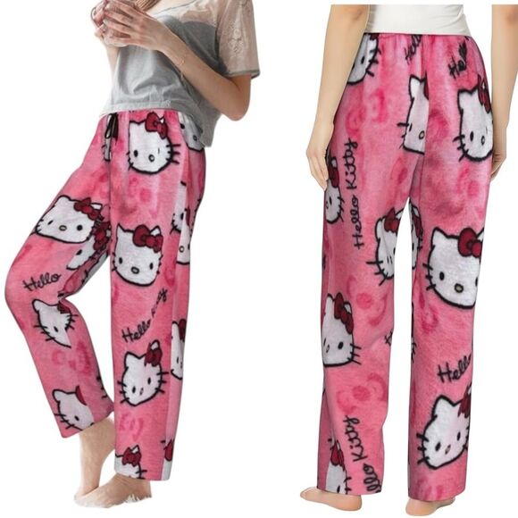 Hello Kitty Shooting Stars Plush Pajama Lounge Pants Sanrio 2011 Sz. M - Picture 9 of 10